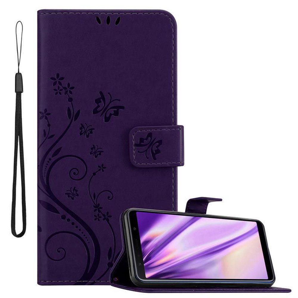 Cadorabo Handyhülle für Samsung Galaxy A7 2018 Hülle Samsung Galaxy A7 2018, Hülle Schutzhülle Blumen Flower mit Standfunktion Kartenfach Magnet