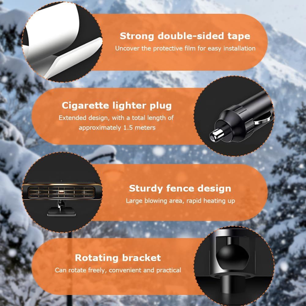 FELIXLEO Heizlüfter Autoheizung 12 V 120 W 2 in 1 Heizlüfter und Defroster 360° – Bild 3 von 5