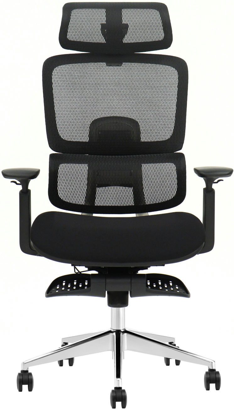 LMG Germany Bürostuhl Ergonomischer Bürostuhl, höhenverstellbar, Schwarz Fußlehne, Ausklappbare Fußstütze, Doppel-Waist-System, 3D-Armlehnen, Netzsitz