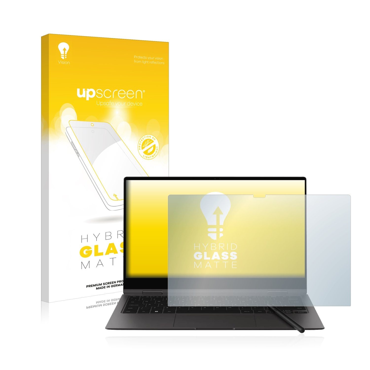 upscreen Displayschutzglas Folie für Samsung Galaxy Book2 Pro 360 13.3", Schutzfolie Glas Panzer Display Schutz matt