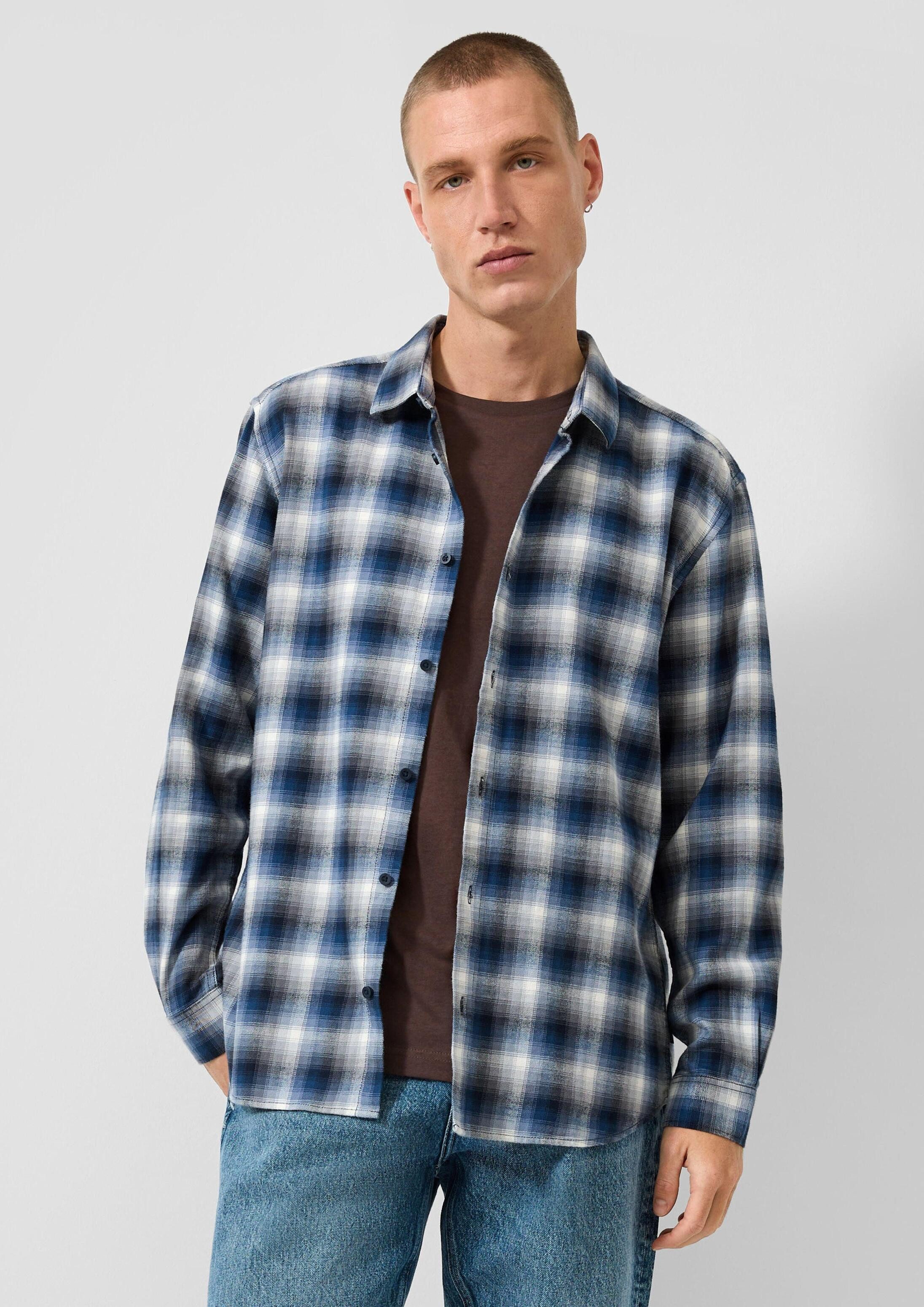 QS Langarmhemd Hemd Regular Fit: Flanellhemd
