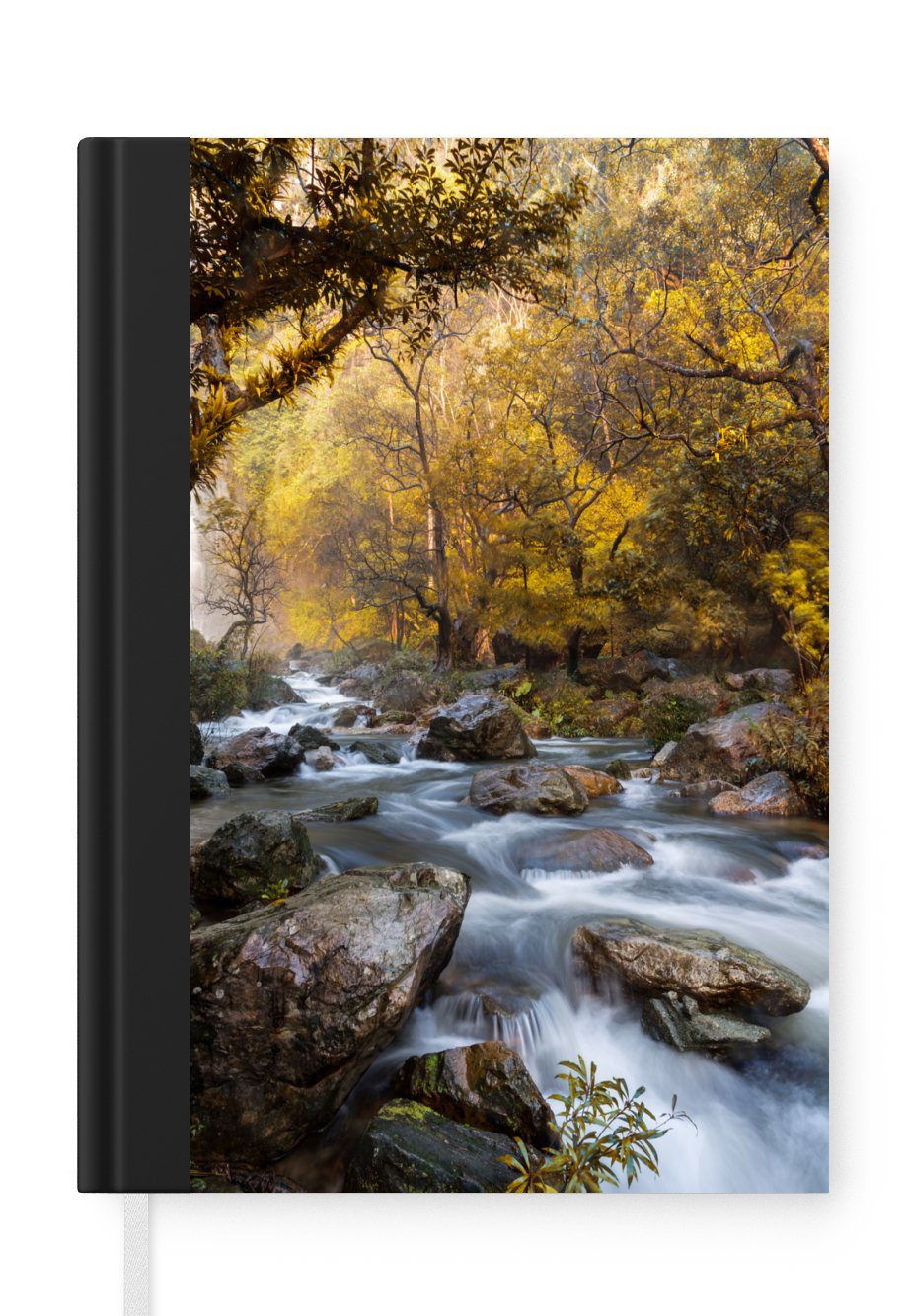MuchoWow Notizbuch Der steile Wasserfall fließt im Wald des Klong-Lan-Nationalparks an, Journal, Merkzettel, Tagebuch, Notizheft, A5, 98 Seiten, Haushaltsbuch