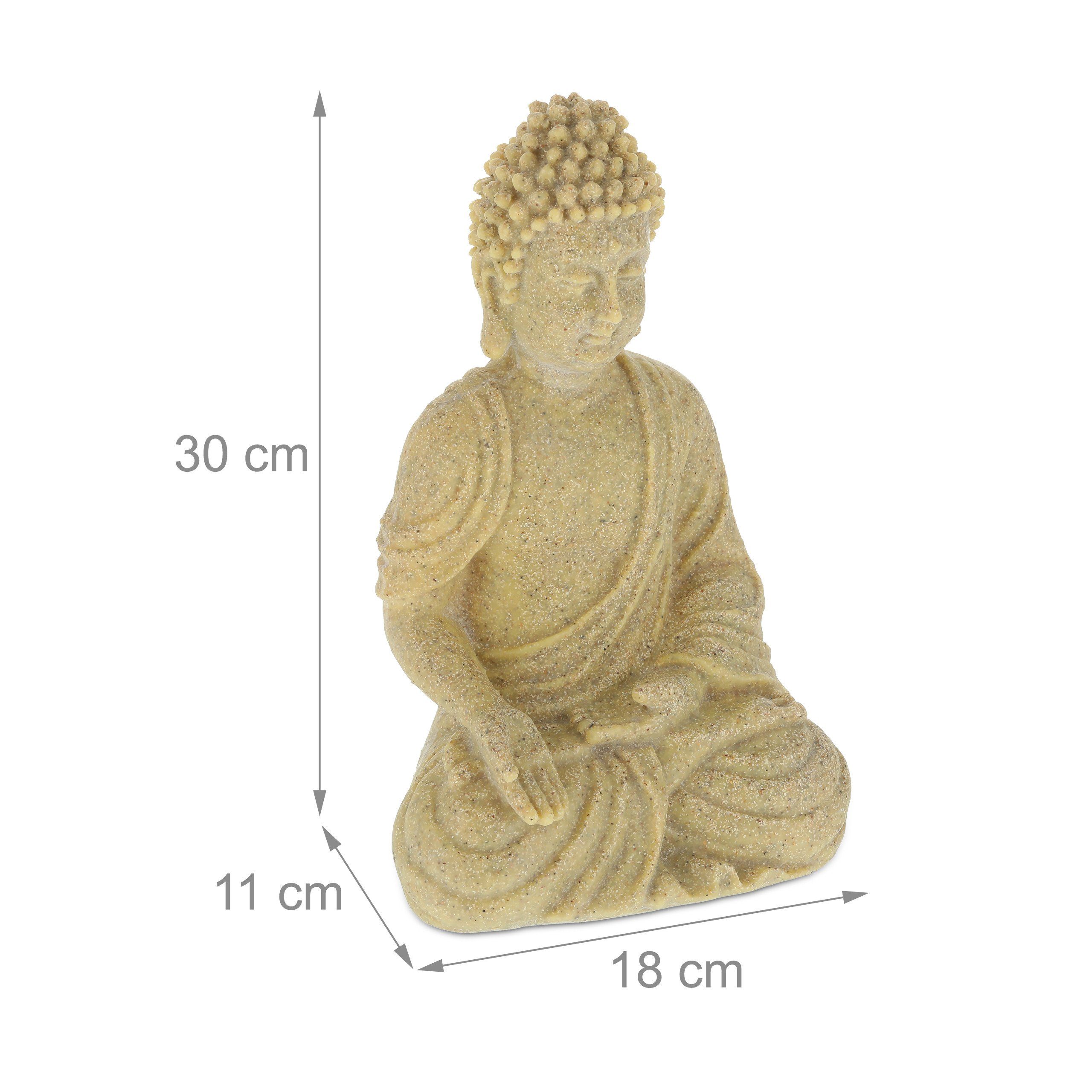 relaxdays Buddhafigur Buddha Figur sitzend Sand Beige cm, 30