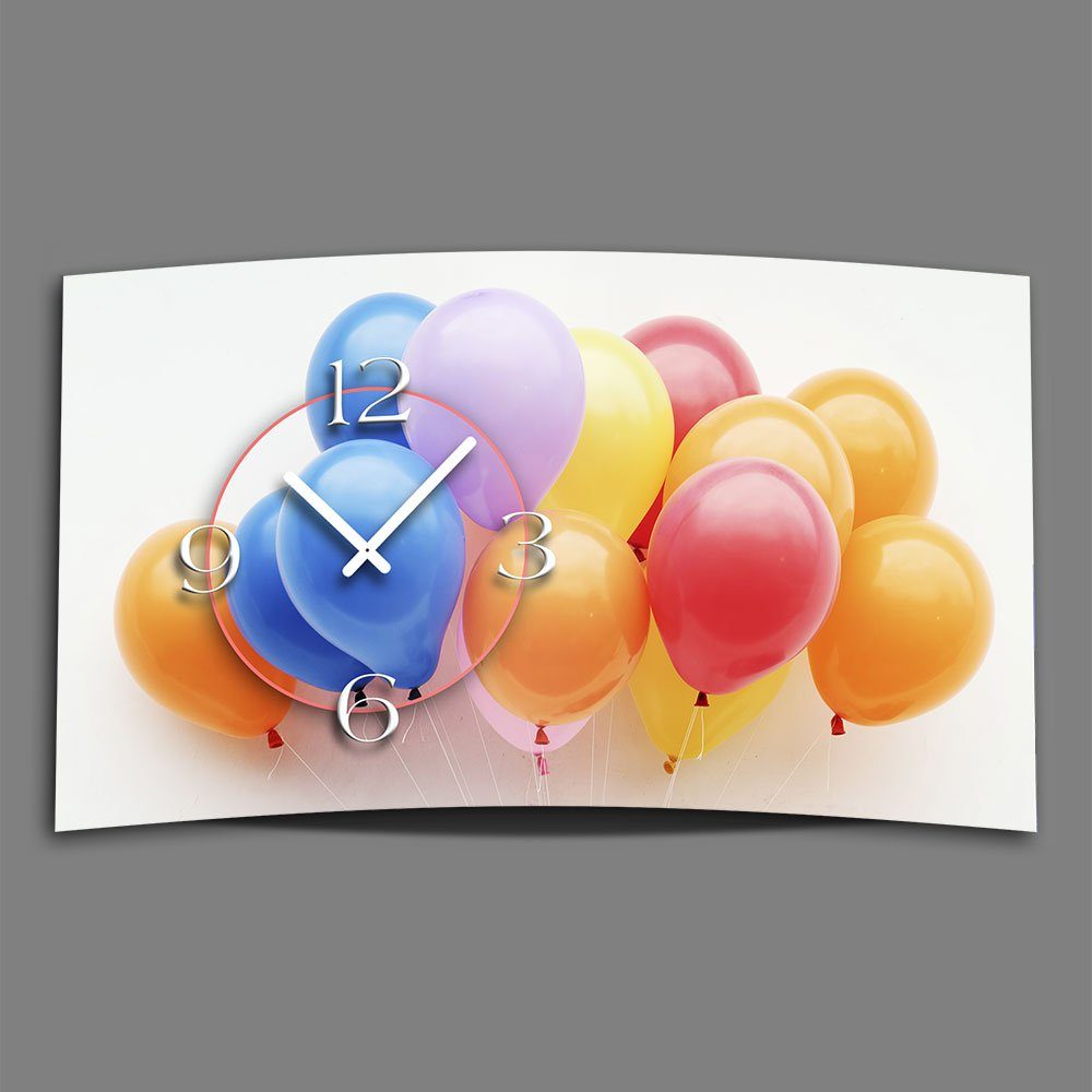 dixtime Wanduhr Digital Designer Art Ballons Designer Wanduhr modernes Wanduhren Desig (Einzigartige 3D-Optik aus 4mm Alu-Dibond)