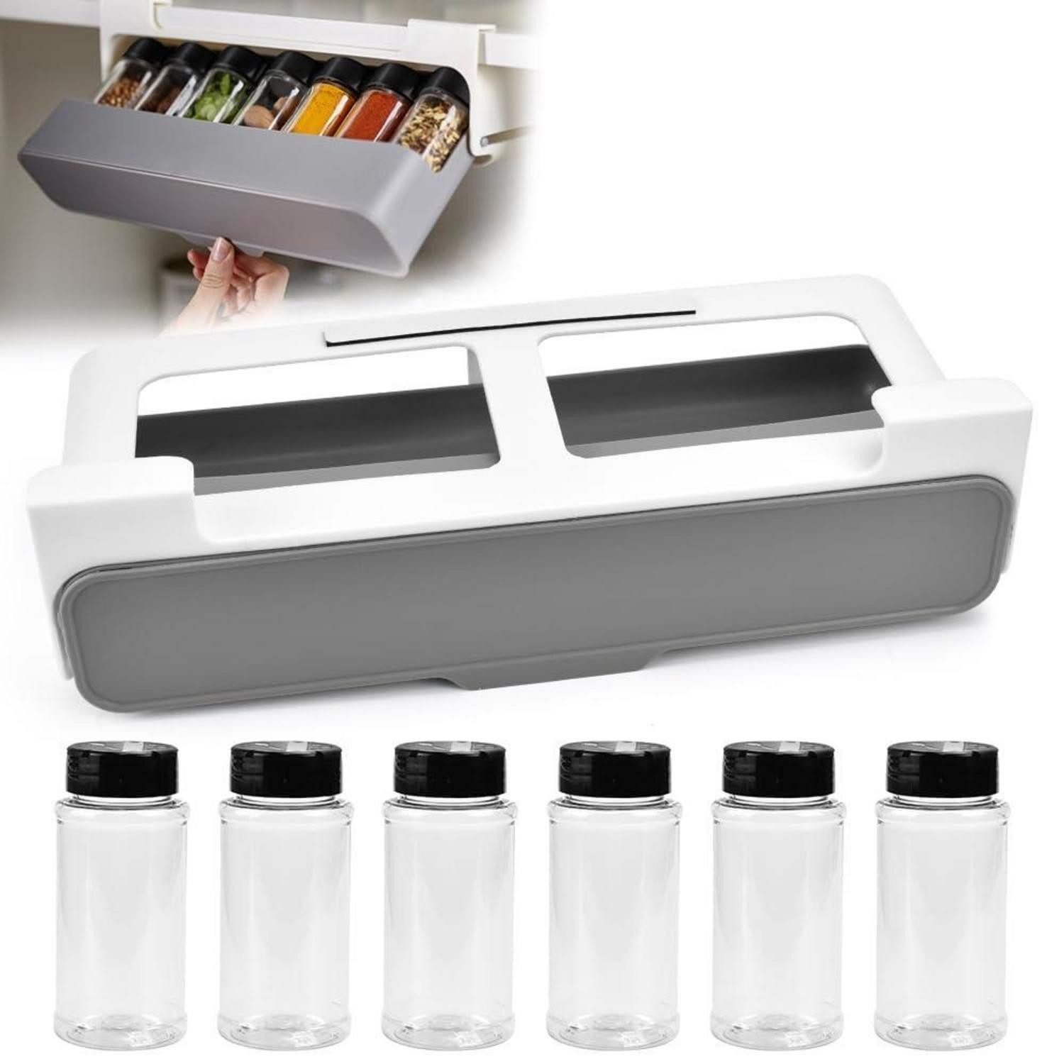 LuxusKollektion Gewürzregal Gewürzregal Schublade ausziehbar mit 6 Gläsern, 1-tlg.
