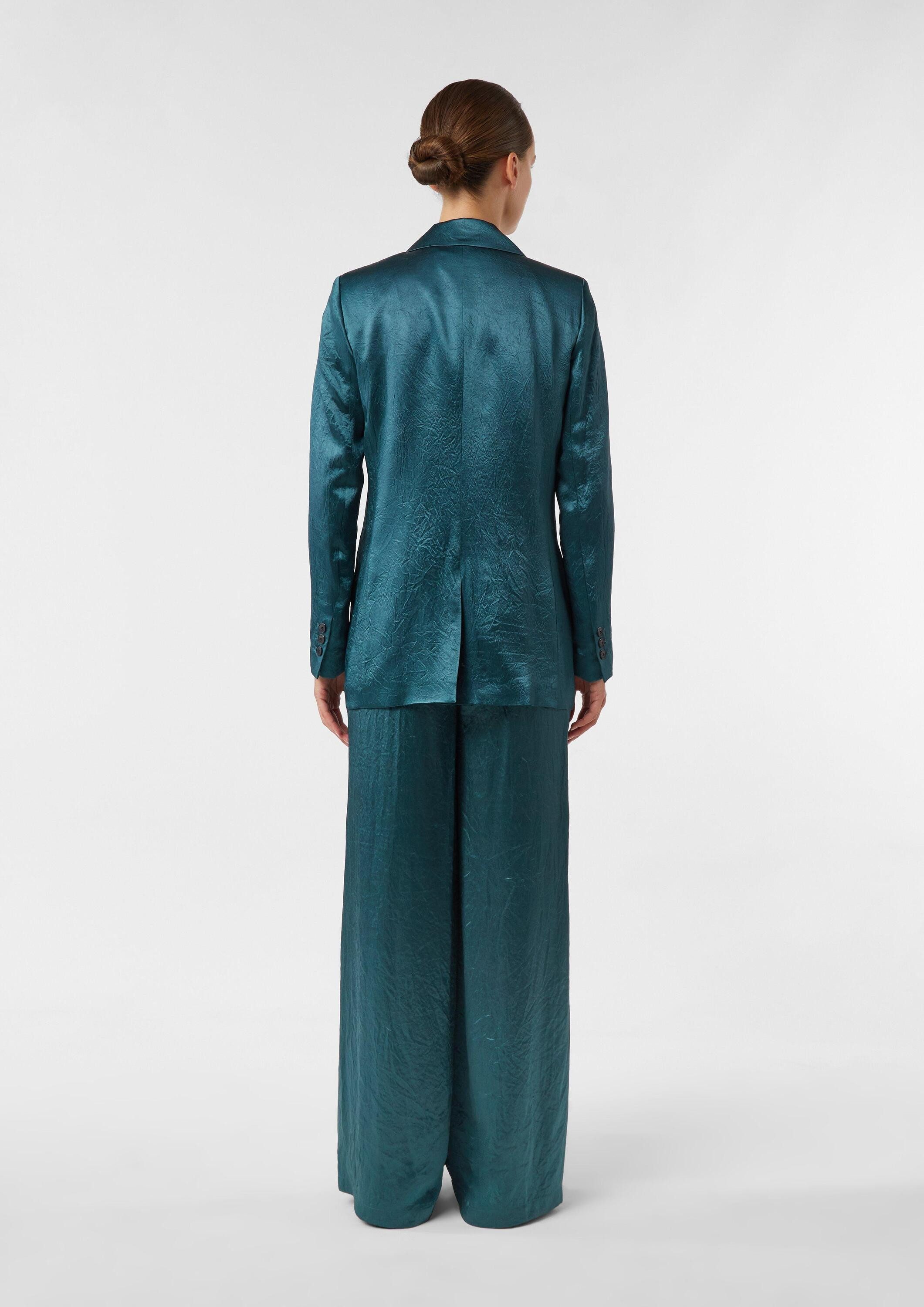 comma Chinos Hose Wide-Leg-Hose aus Crinkle-Satin