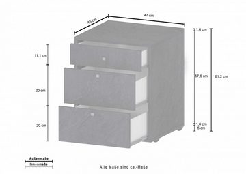 INOSIGN Rollcontainer Esse, (1 St), mit 3 Schubladen, Schreibtischcontainer, Höhe 61 cm