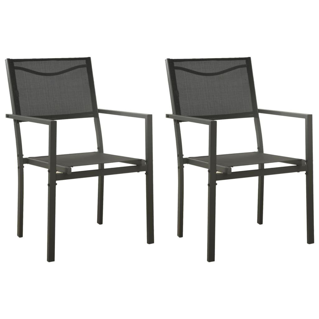 furnicato Gartenstuhl Gartenstühle 2 Stk. Textilene und Stahl Schwarz und Anthrazit | Stühle