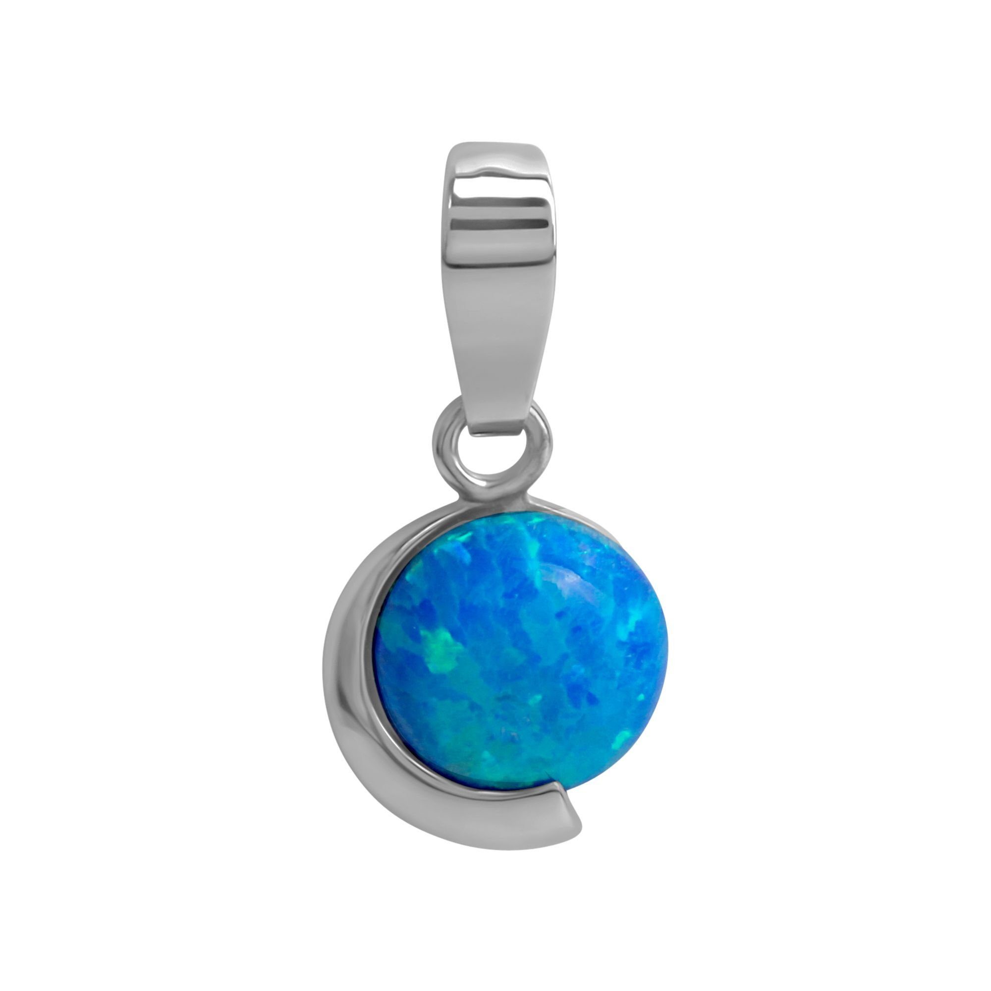 Vivance Kettenanhänger 925/- Sterling Silber rhodiniert imit. Opal blau,  Schöner Anhänger aus 925/- Sterling Silber rhodiniert