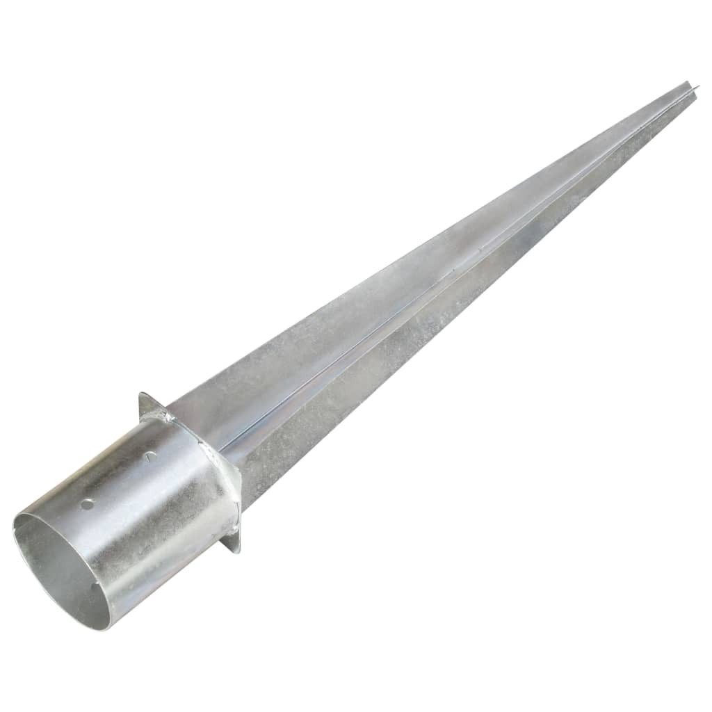vidaXL Einschlagbodenhülse 12 x 91 cm Erdspieße 2 Stk Silbern 12x91 cm Verzinkter Stahl
