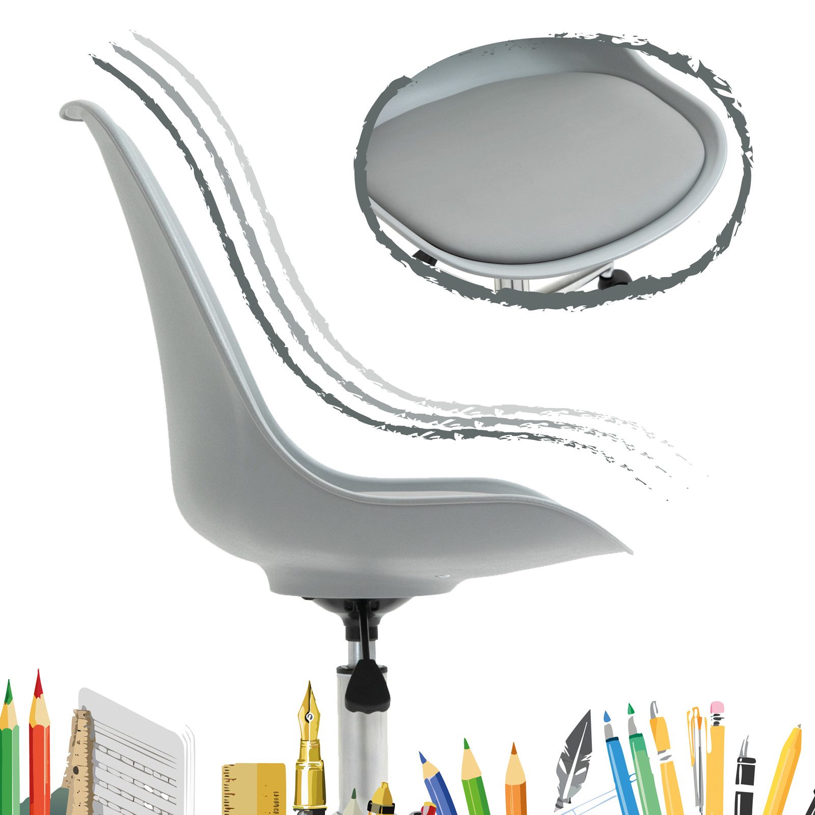 SVITA Schreibtischstuhl EDDY (Paket, 1 St), stufenlos höhenverstellbar, hoher Sitzkomfort, bodenschonende Rollen