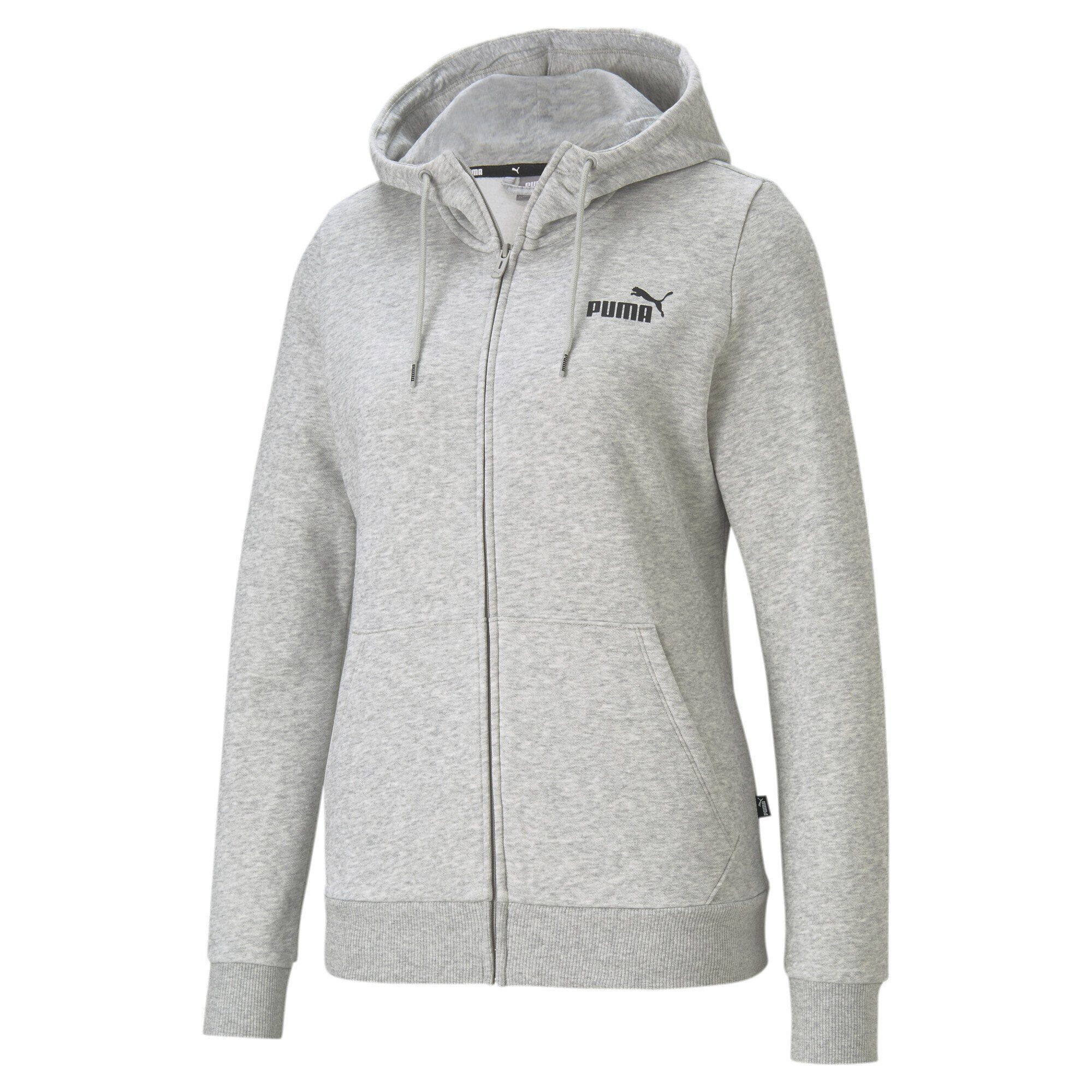 PUMA Sweatshirt Essentials Kapuzenjacke Damen Light Gray Heather