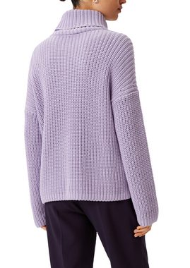 comma casual identity Langarmshirt Rippstrickpullover mit Label-Patch Label-Patch