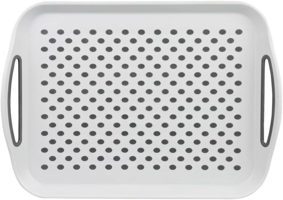 KESPER® Servierplatte Serviertablett rutschfest, 41,5 x 29 x 4,5 cm, Farbe: Weiß, Grau, (1-tlg)