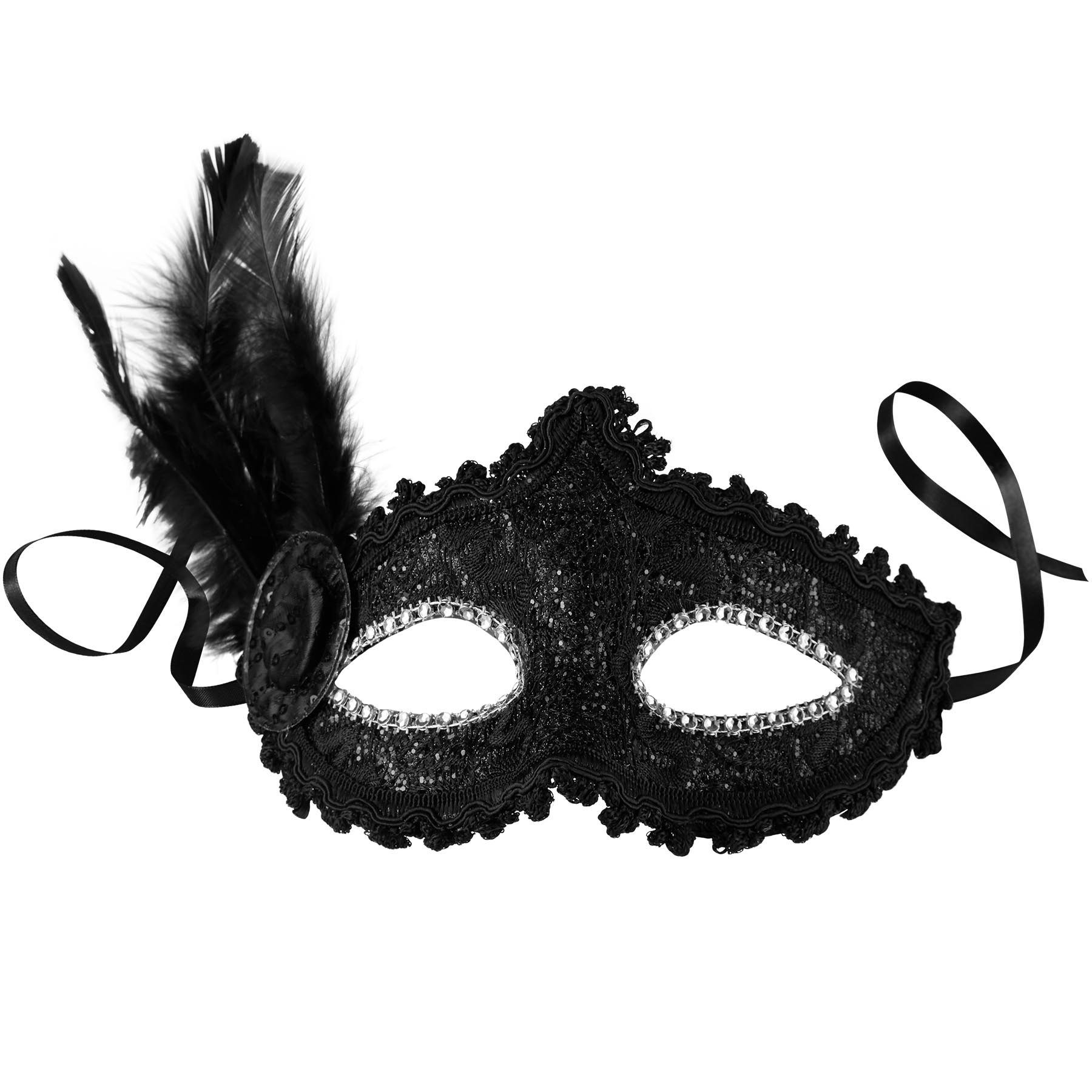 Kostüm Venezianische Maske mit seitlicher Feder