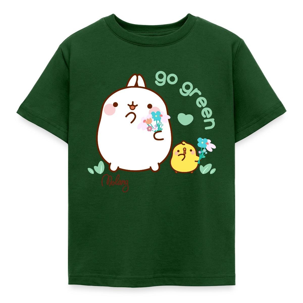 Spreadshirt T-Shirt Molang Piu Piu Go Green Umwelt Natur Kinder T-Shirt (1-tlg) Fällt klein aus. Wir empfehlen, eine Größe größer zu bestellen.