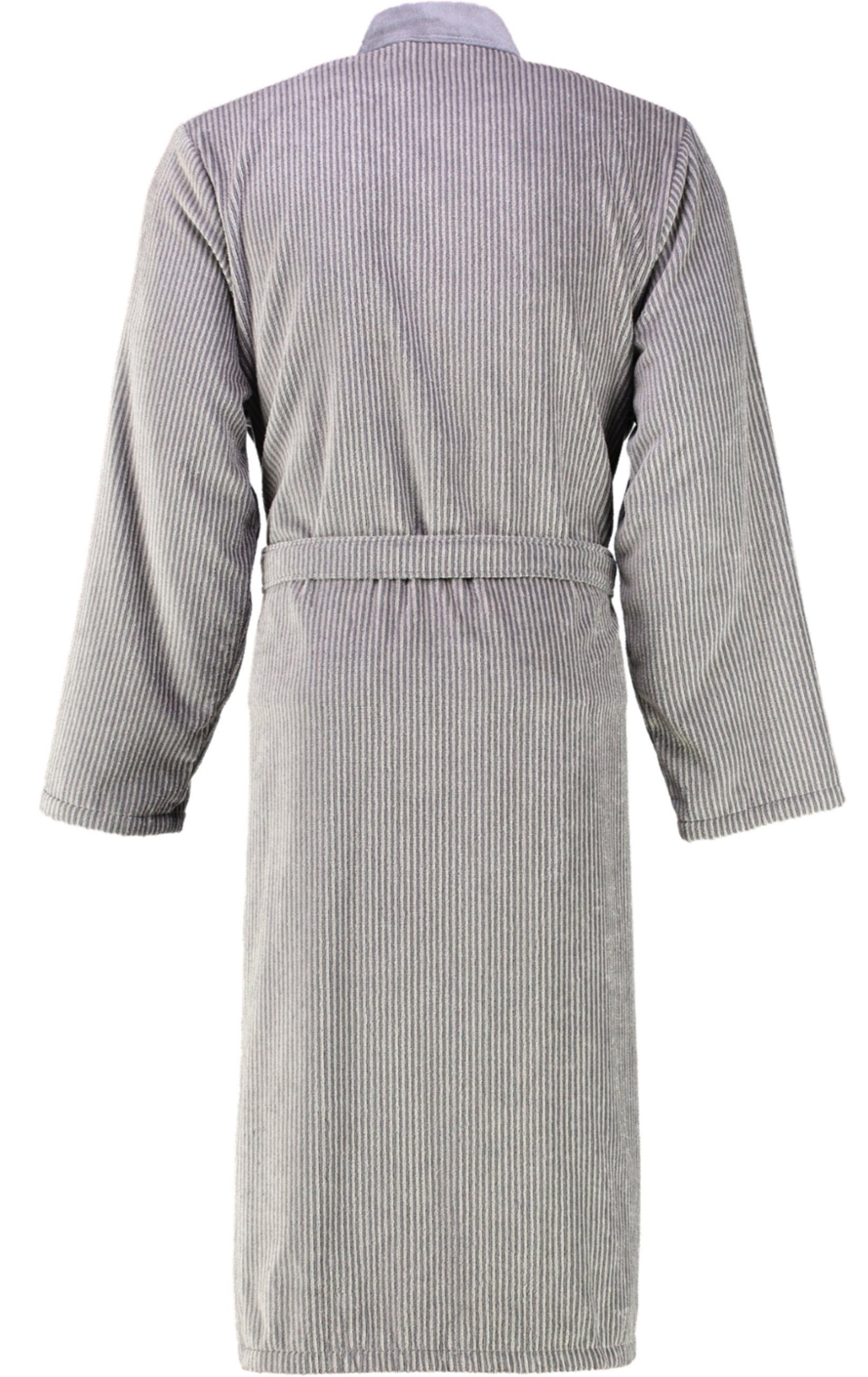 Herrenbademantel Langform, 5840, Cawö Gürtel, Kimono-Kragen, Form Walkvelours, Stein Kimono