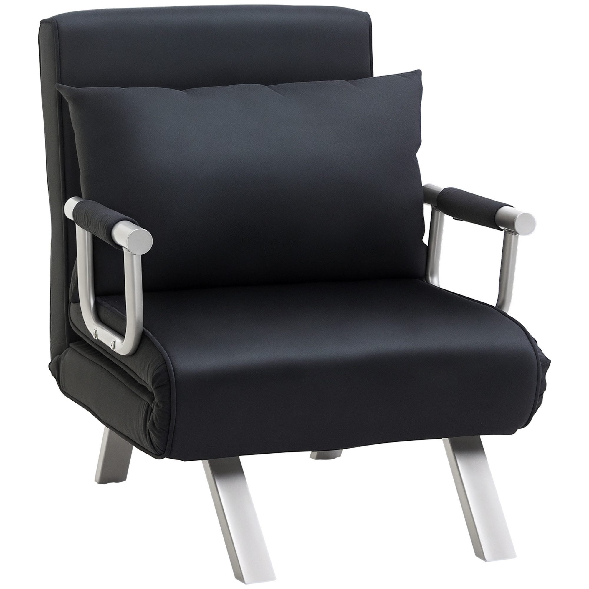 HOMCOM Sessel Schlafsessel mit Armlehne, 2-in-1 Gästebett (Klappbett, 1-St., Schlafsofa), für Wohnzimmer, Schwarz