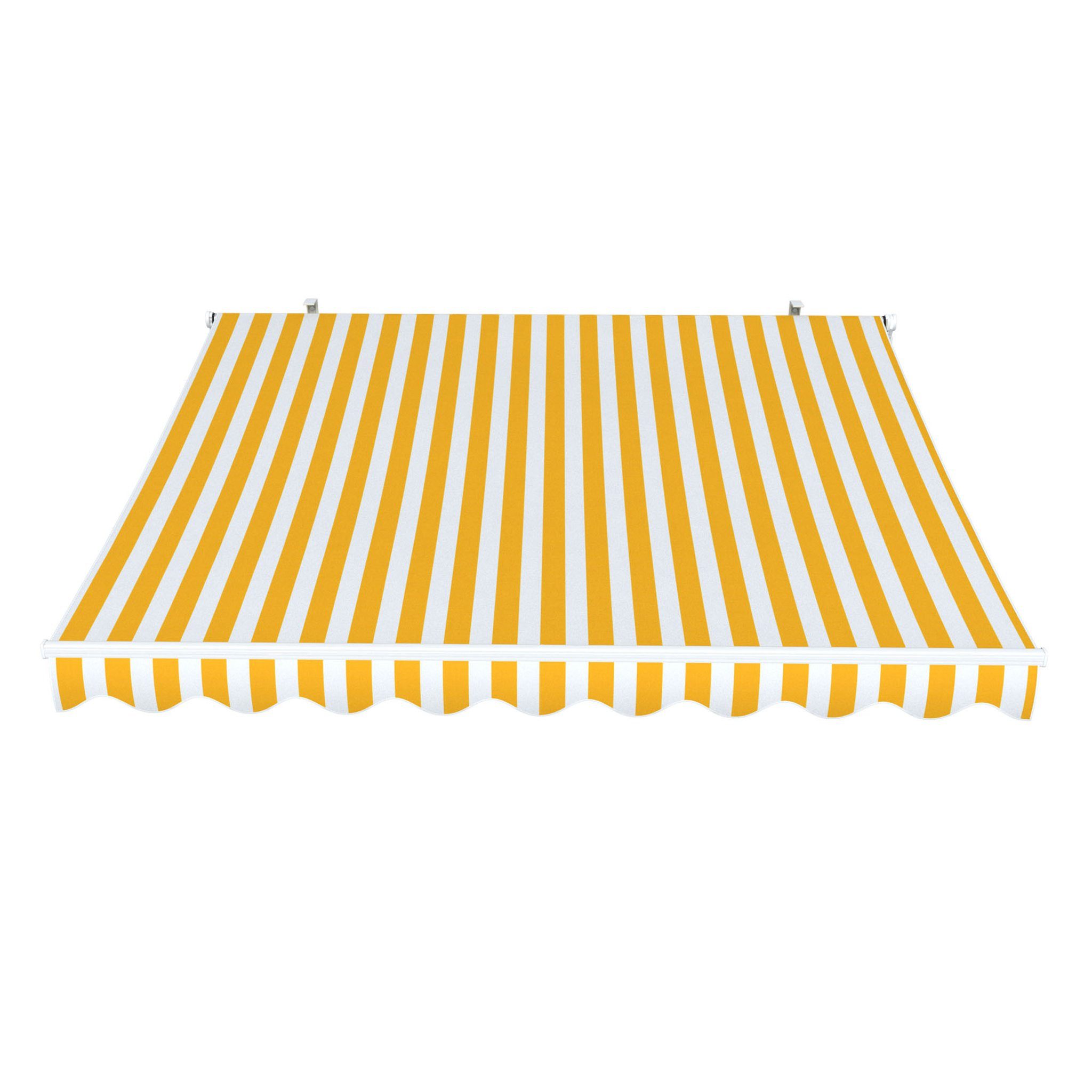paramondo Gelenkarmmarkise Gelenkarmmarkise 295x200cm Markise Terrasse Sonnenschutz Gelb Weiß (1-St) 200 und 250 cm Ausfall, Montage an Decke und Wand