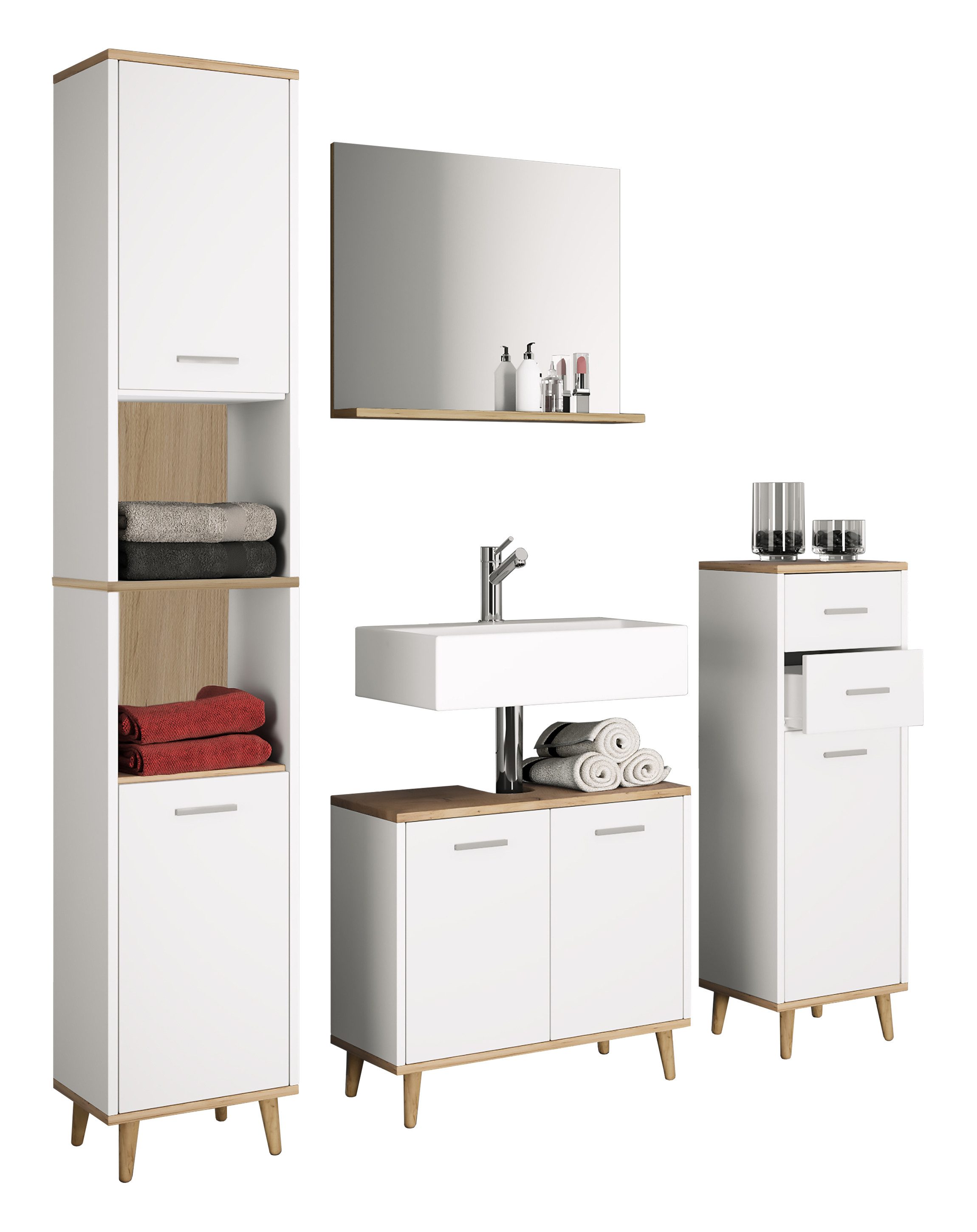 VCM Badmöbel-Set 4-tlg. Komplett Badmöbel Badschrank günstig online kaufen