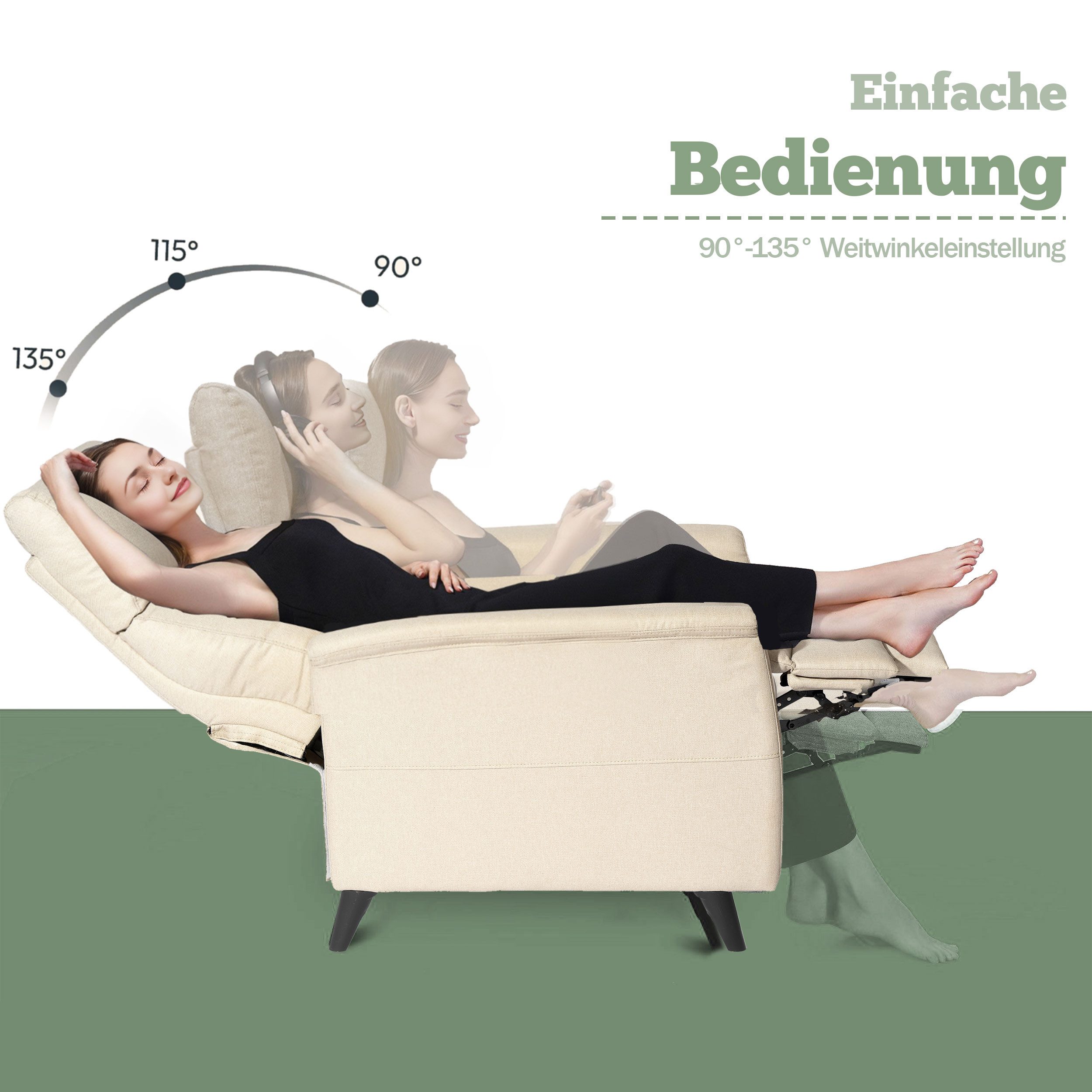 Leawin Relaxsessel Fernsehsessel, Bequemer Liegesessel mit günstig online kaufen