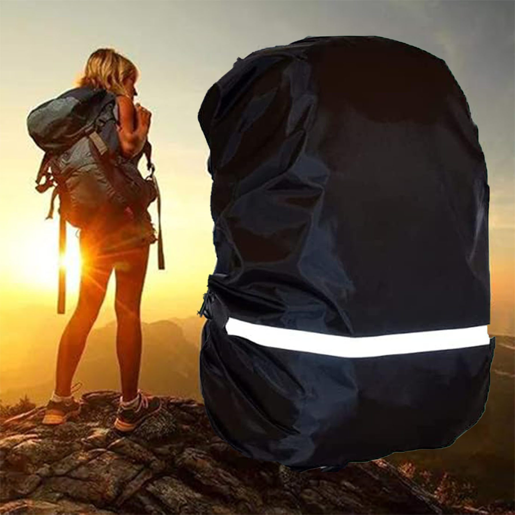 Courageous Backpack Rain Cover, Rain Cover for Backpacks (18-55L), Waterproof with Reflective Strips (Universal Windproof Rain Cover for Backpacks, Hiking, Camping, Traveling, Cycling), Multiple Sizes S/M/L, 100% Waterproof, Highly Reflective, Widely Used