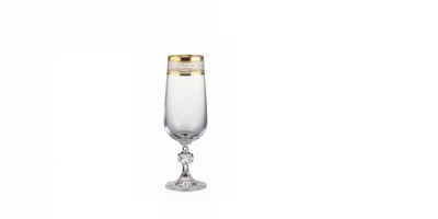 Crystalex Sektglas Claudia Gold Sektgläser 180 ml 6er Set, Kristallglas, Kristallglas, Goldgravur, Goldrand