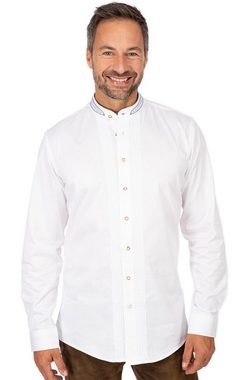 Almsach Trachtenhemd Stehkragenhemd JAKOB weiß jeans (Slim Fit)