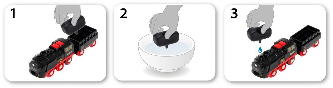 BRIO® Toy Train Battery Steam Locomotive with Water Tank, with Light and Steam Function