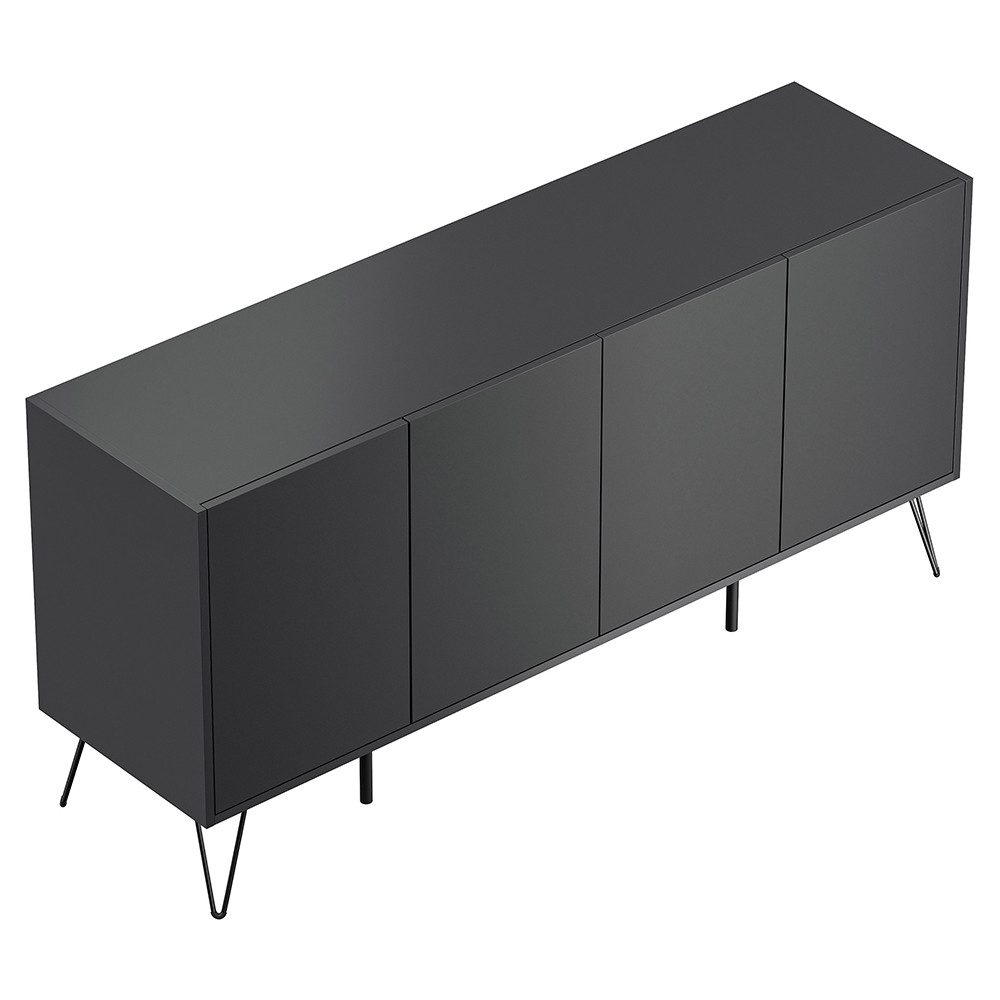 Lomadox Sideboard INDIANAPOLIS-02, 155cm breit, graphit, grifflos