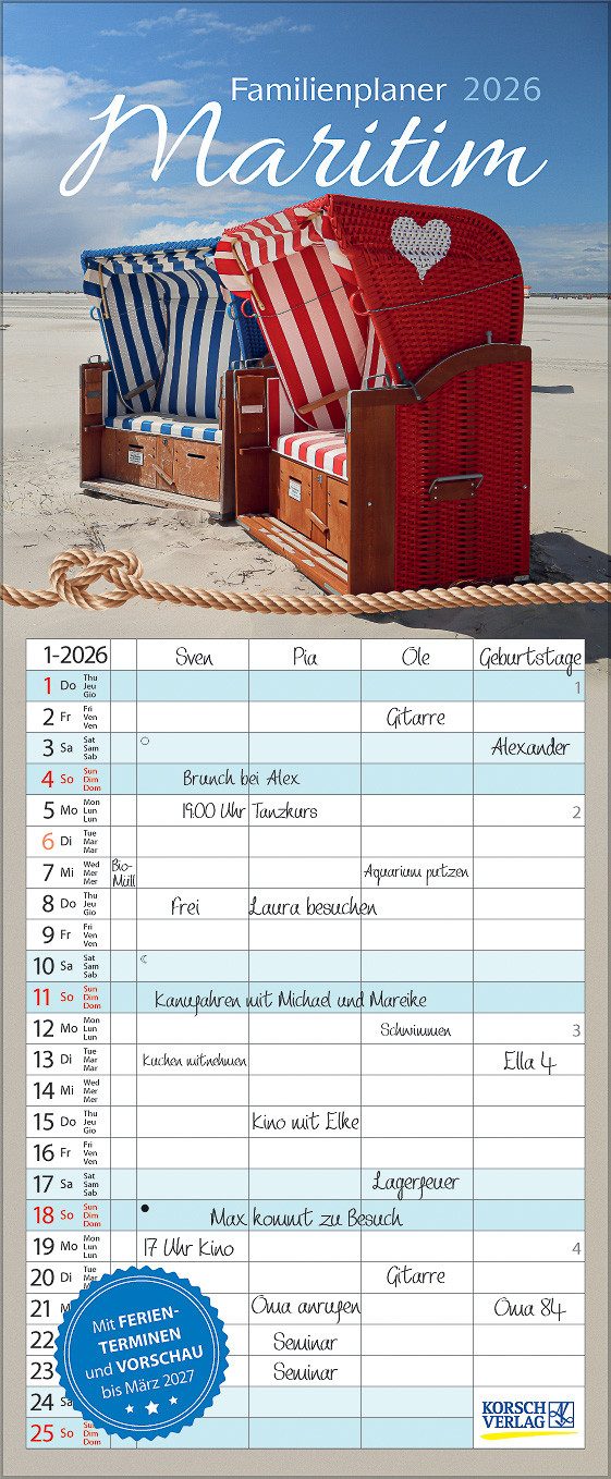 Korsch Verlag Familienkalender Korsch Kalender Familienplaner Maritim 2026
