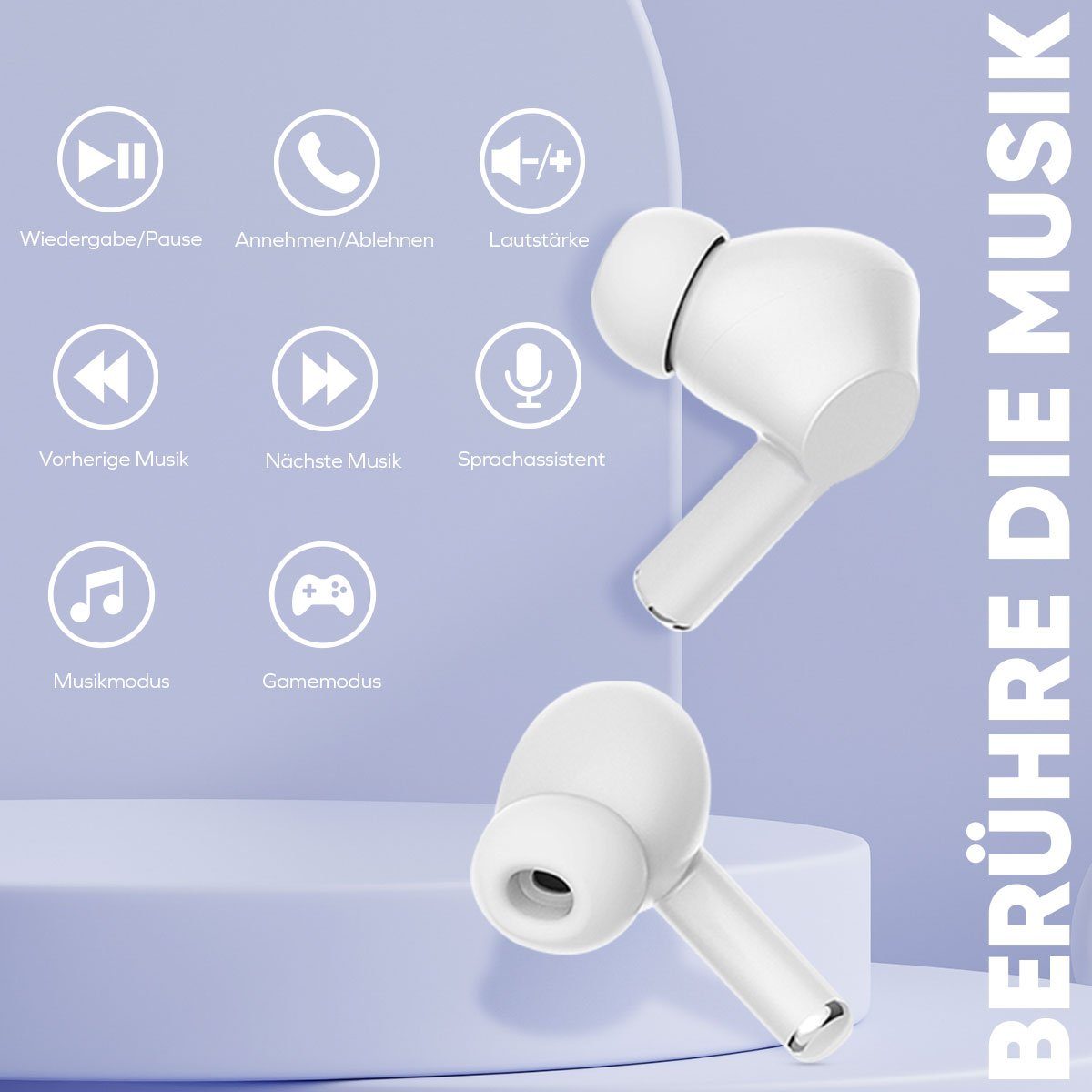 Woyax Pro Bluetooth Kopfhörer mit IPX5 Ohrhörer (HD Stereoklang ENC, Wasserdicht, Mikrofon LED, in und Arbeit, In-Ear-Kopfhörer Bass) Sport für Tiefer HiFi ear Indicateur 4
