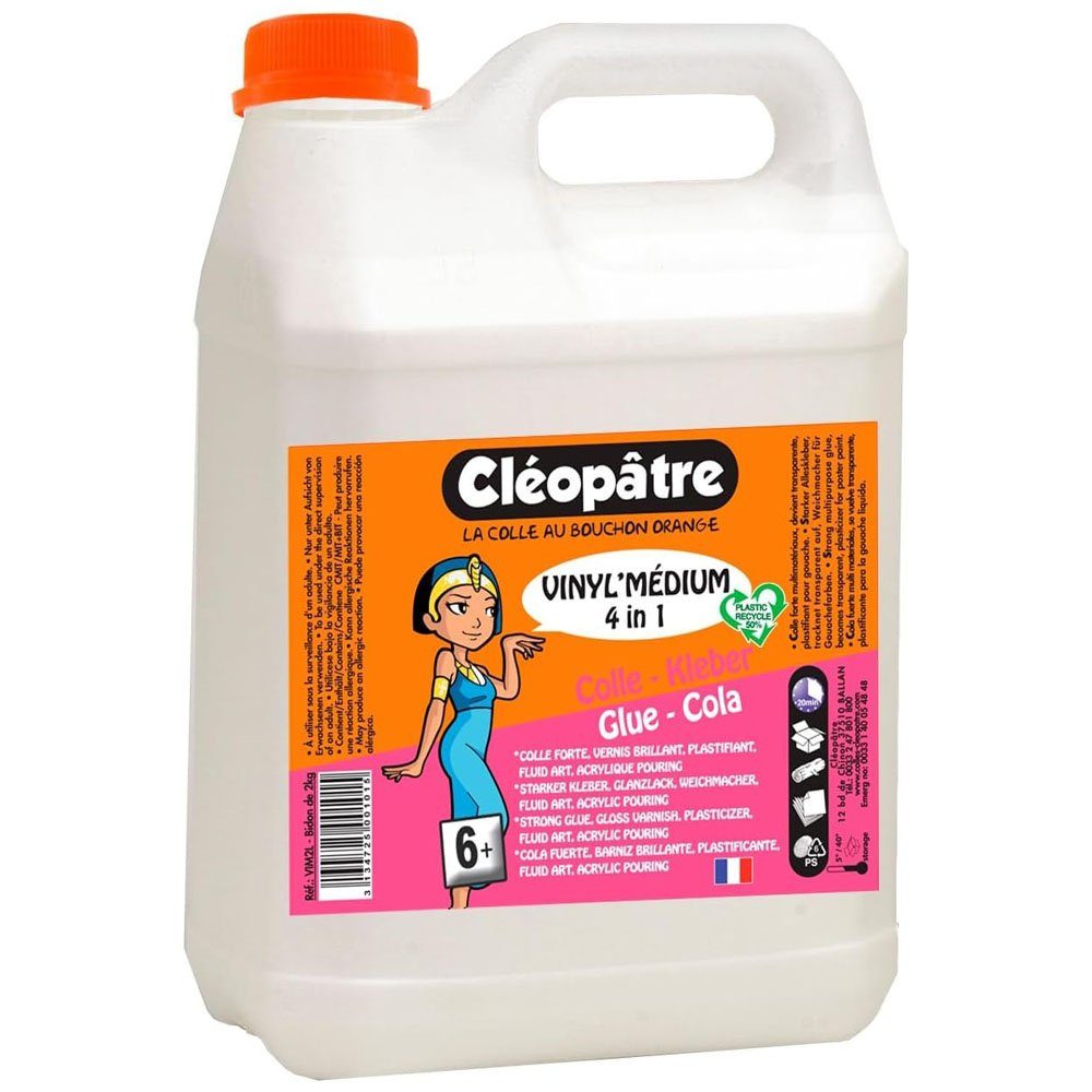 CLEOPATRA Ремесленный клей VINYL MEDIUM 2kg Schule Клей als Lack für Farben und als Klebstoff