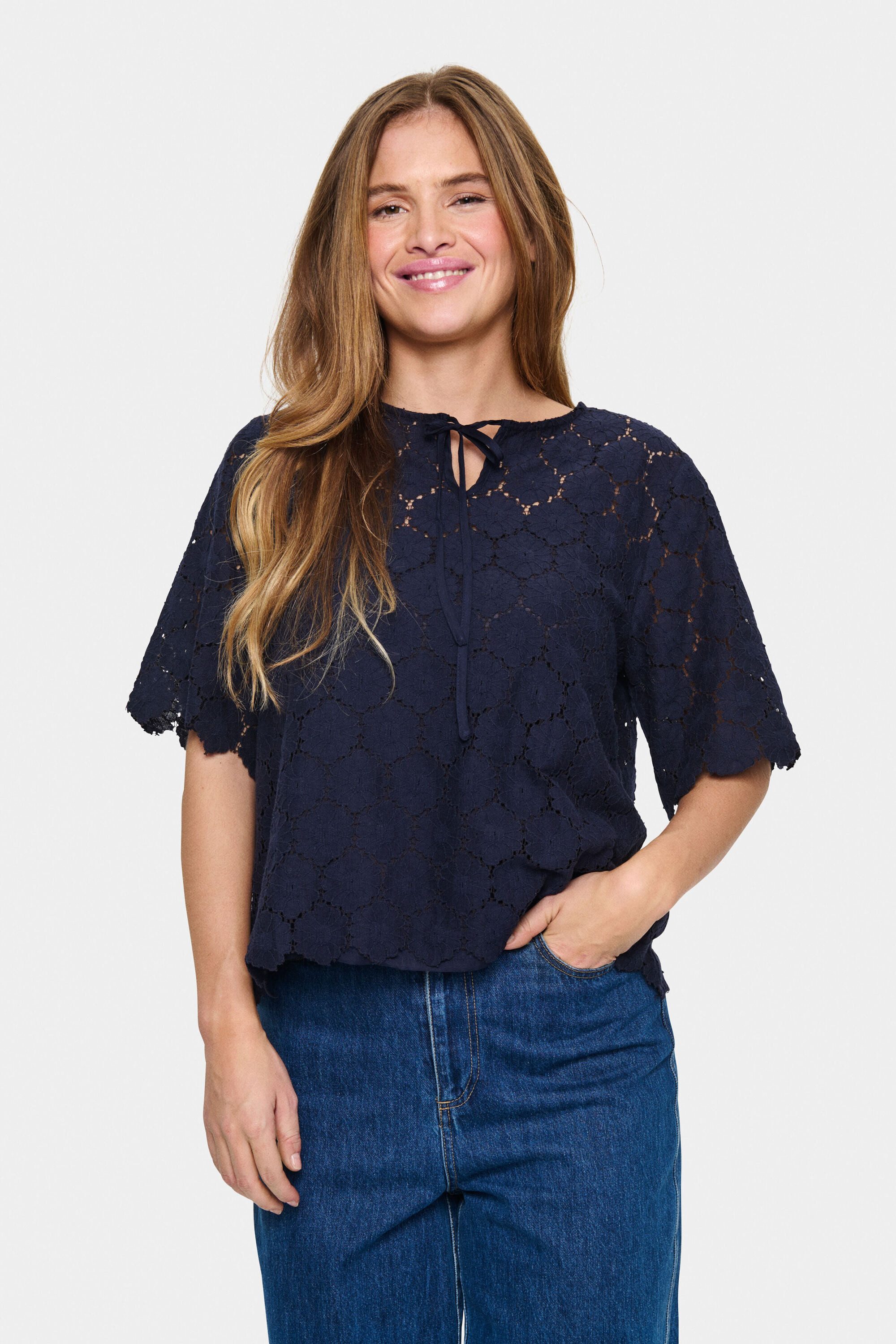 Saint Tropez Kurzarmbluse Kurzarm-Bluse ZojaSZ