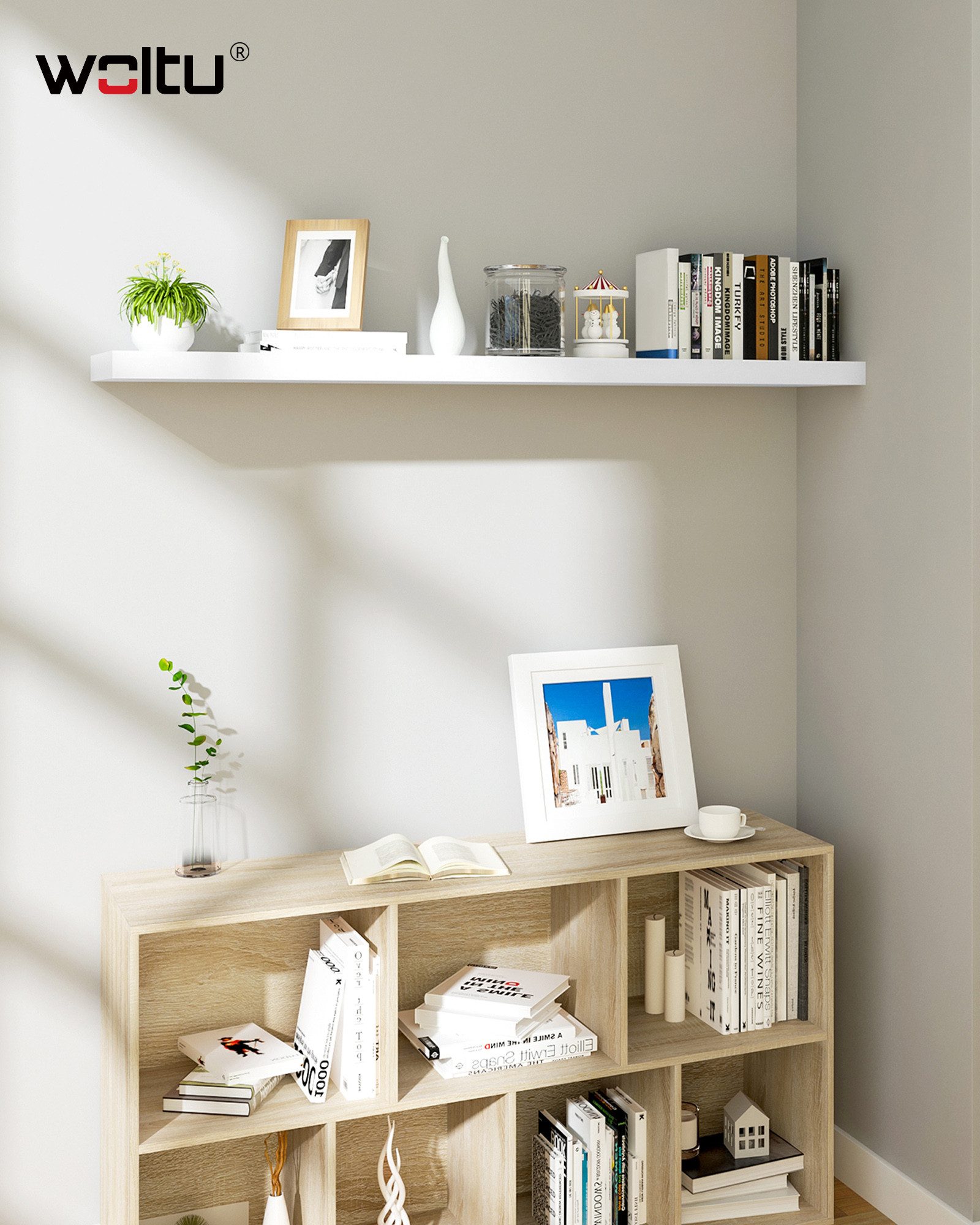 Woltu Wandboard, 1-tlg., Wandregal Holz Schweberegal Regal für Bücher