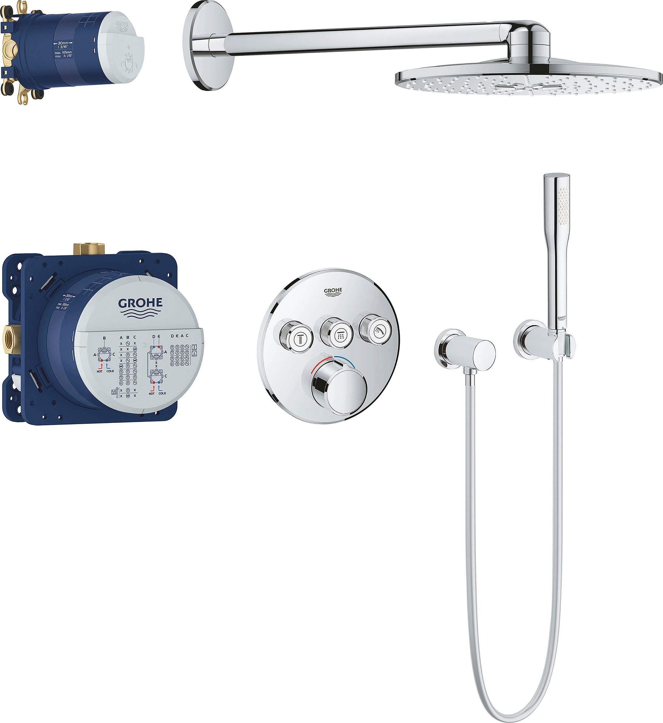 Strahlart(en), langlebieger Packung, 1 Grohe und Smart Oberfläche Duschsystem scheinender mit Control,