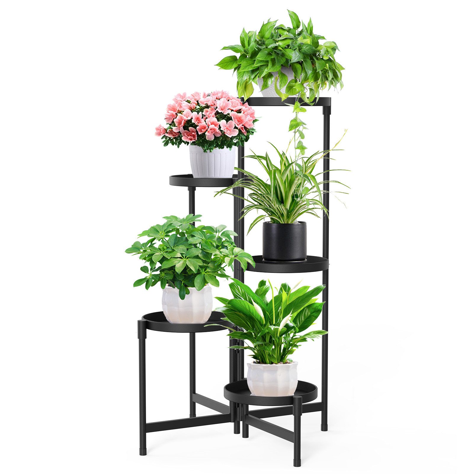 Blumenständer Pflanzenregal 5 Etagen Metall Pflanzenständer Blumentopfständer Hof