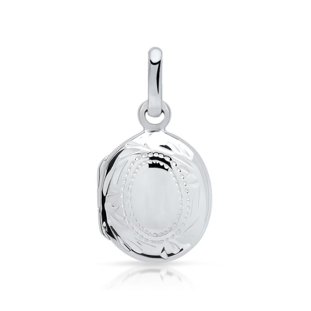 Unique Kettenanhänger Aufklappbares Medaillon oval mit Verzierung 925er Silber SP0317