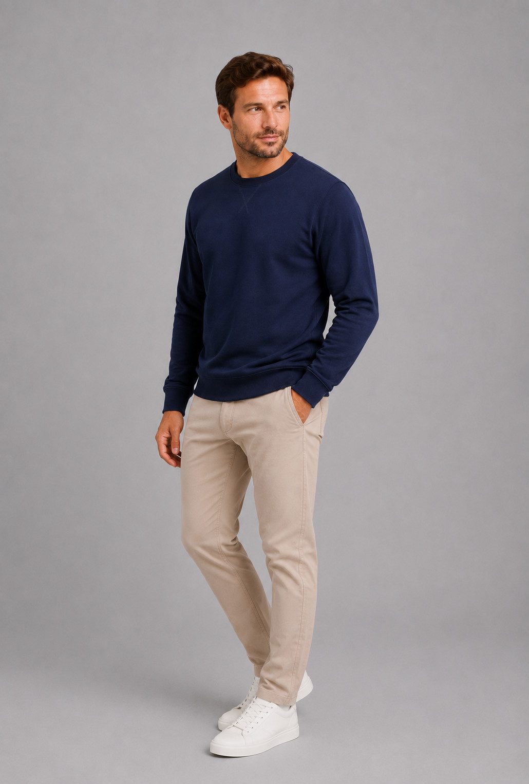 Smith & Solo Sweatshirt Herren, Pullover Baumwolle Loose Fit, Langarm, unifarben