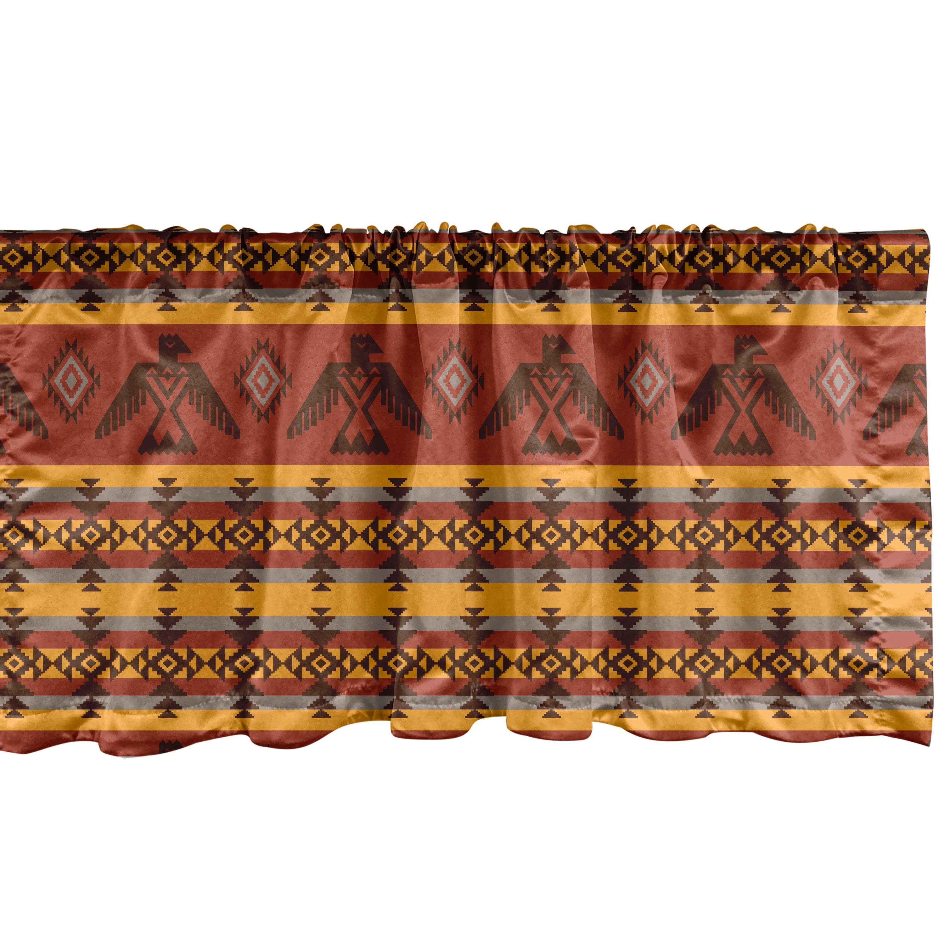 Scheibengardine Vorhang Volant für Küche Schlafzimmer Dekor mit Stangentasche, Abakuhaus, Microfaser, Stammes indigene Motive