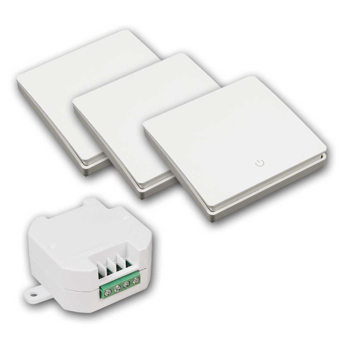 McPower Licht-Funksteuerung Funk-Schalter Set KINETIC UP-Empf.+3x Wandschalter