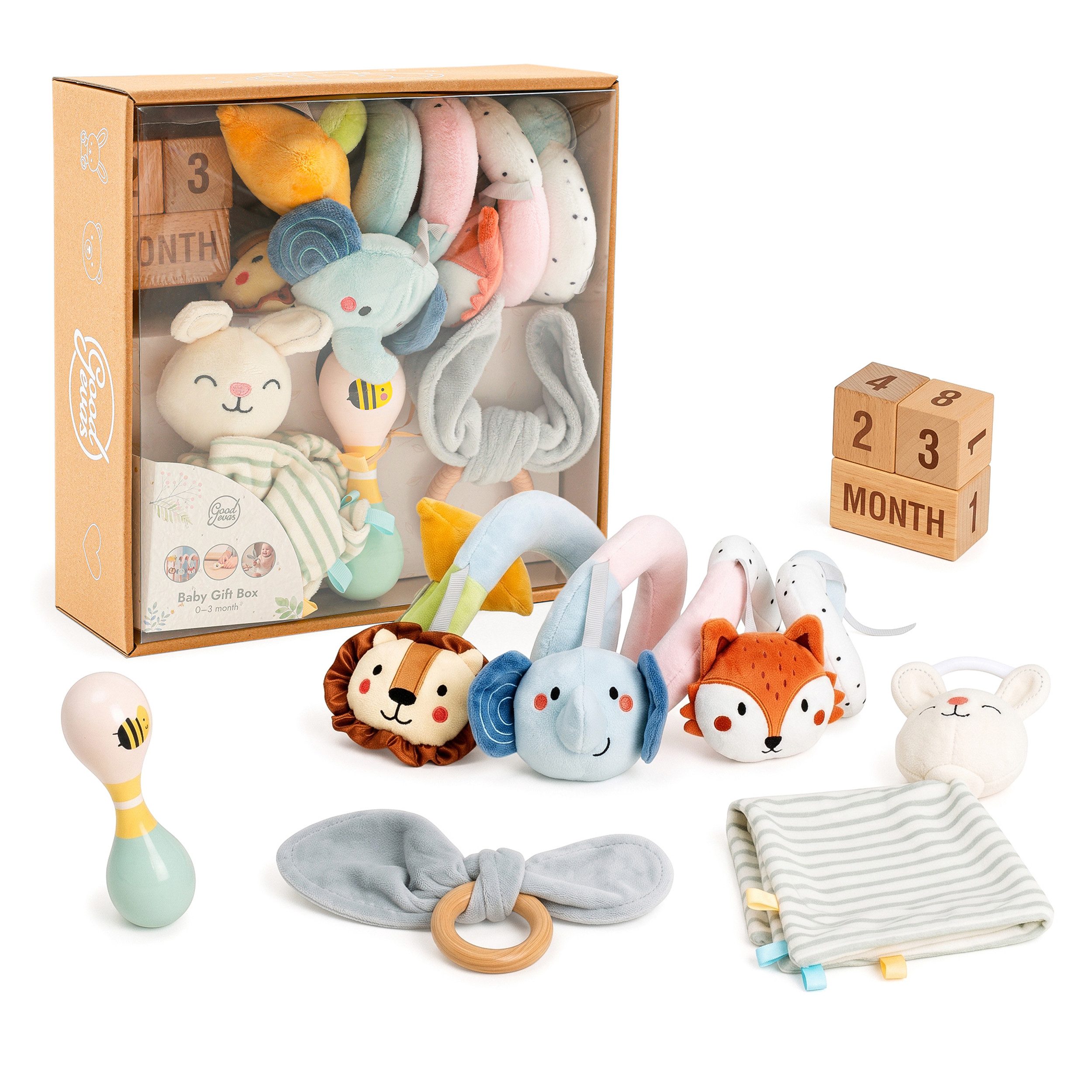 Goodevas Lernspielzeug Goodevas Baby Geschenkset (0-12 M) – Montessori Entwicklungsspielzeug