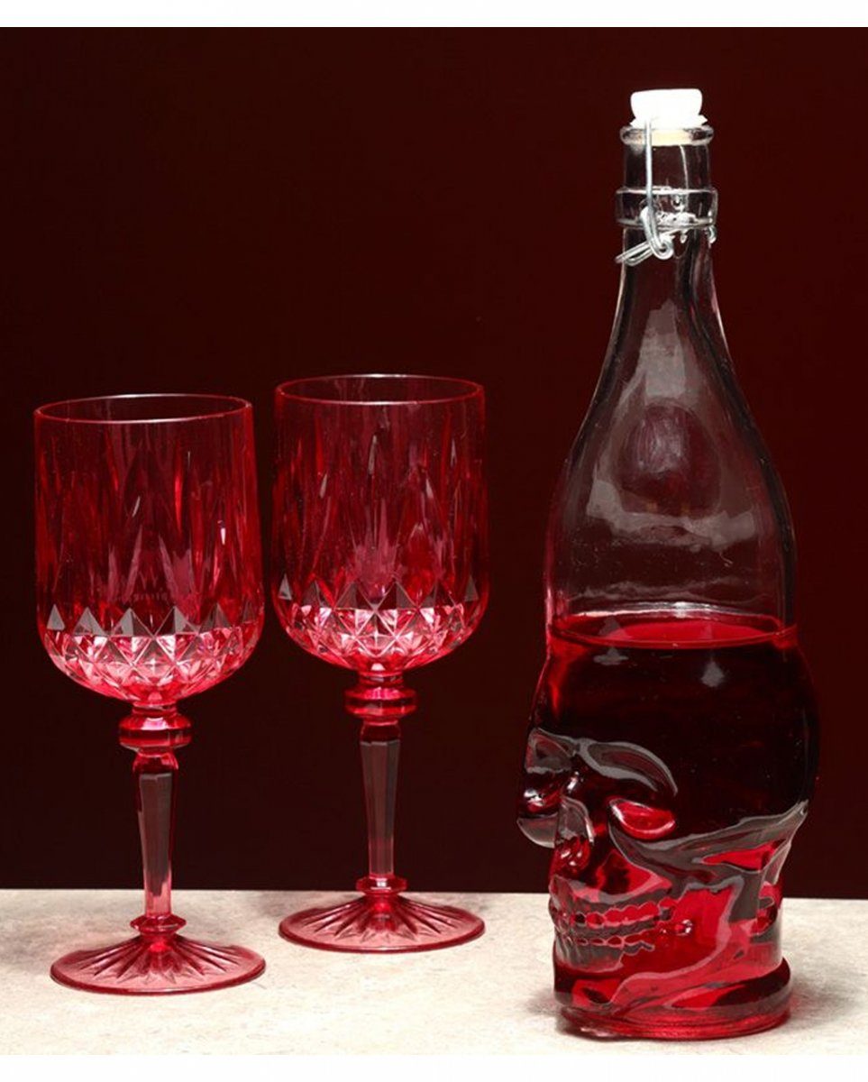 Bügelverschluss Horror-Shop Totenkopf mit Klare Dekofigur Wasserflasche