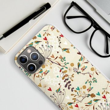 DeinDesign Handyhülle Retro Vogel Blumen Floral Wilderness, Apple iPhone 12 Pro Max Silikon Hülle Bumper Case Handy Schutzhülle