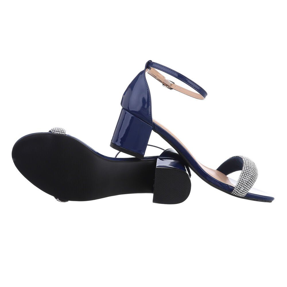 Sandalen Sandaletten Sandalette & Dunkelblau Blockabsatz Party Ital-Design Clubwear in Abendschuhe Damen &