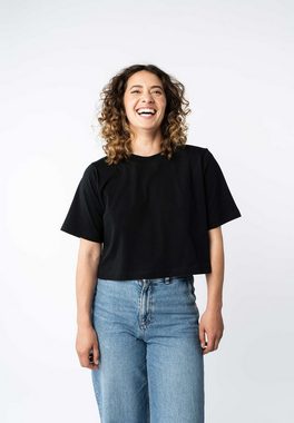MELA Kurzarmshirt Damen Cropped T-Shirt DESNA Rippbündchen