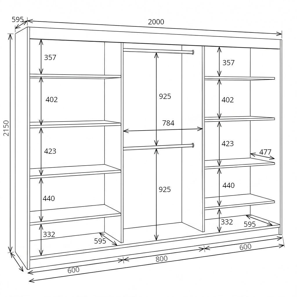A&J MöbelLand GmbH Schiebetürenschrank BELANO – Moderner Kleiderschrank mit Schiebetüren (Die perfekte Kombination aus modernem Design, hoher Funktionalität und – Bild 4 von 5