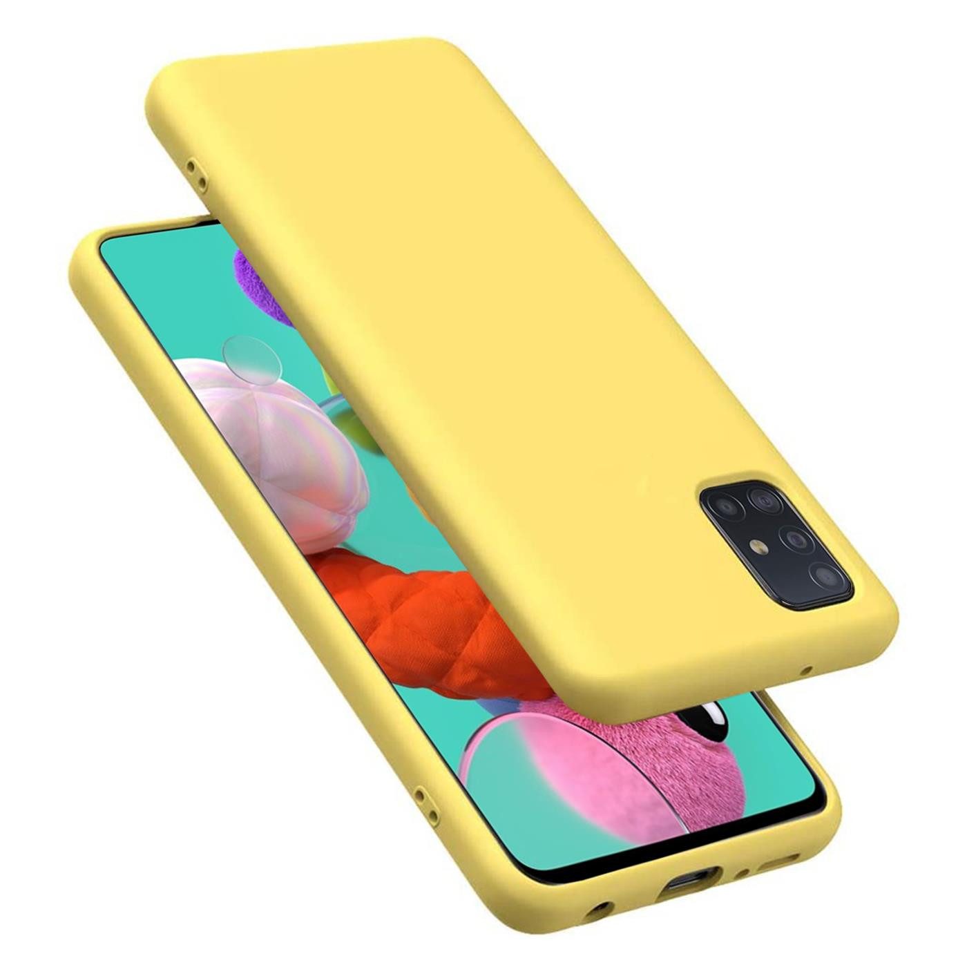 CoolGadget Handyhülle Silikon Case für das Samsung Galaxy A51 Slim TPU Cover 6,5 Zoll, Weiche Schutz Hülle mit Innen Fleece aus Stoff Handy Tasche