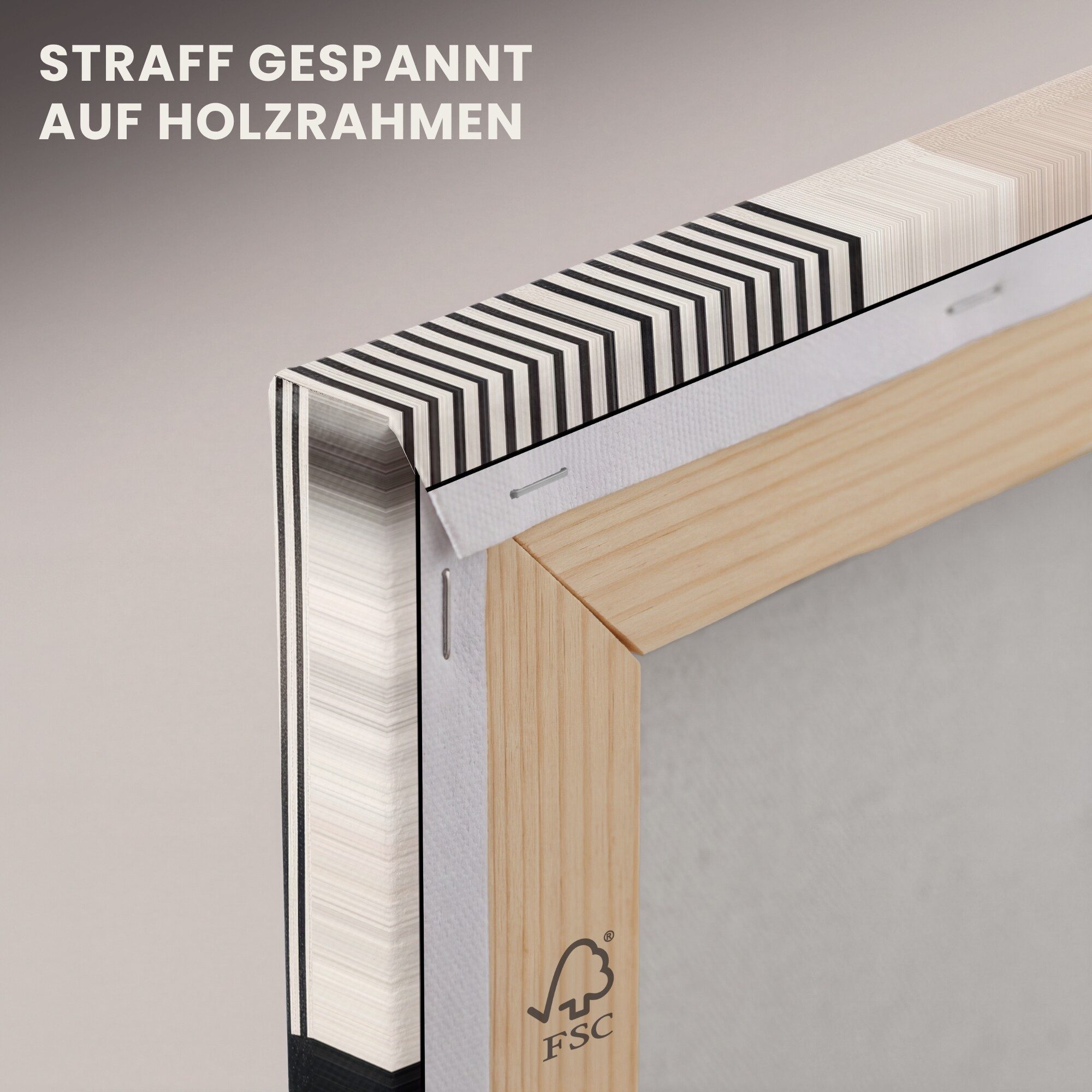 OneMillionCanvasses® Leinwandbild Abstrakt - Japandi - Beige - Modern, Fotodruck (1 St), Leinwand Bilder Klein, Wand Dekoration Aesthetic 30x20 cm – Bild 5 von 5