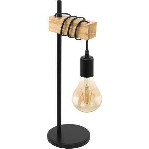 EGLO Tischleuchte TOWNSHEND, ohne Leuchtmittel, Vintage Tischleuchte, Retro Lampe, Nachttischlampe, E27, mit Schalter